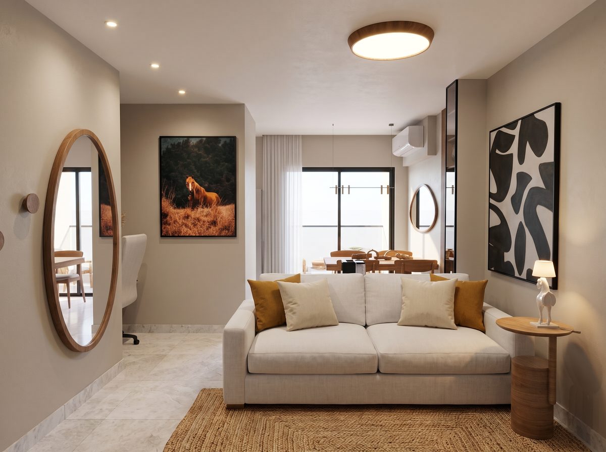 AL 272 — sala de estar com sofá e quadro de cavalo