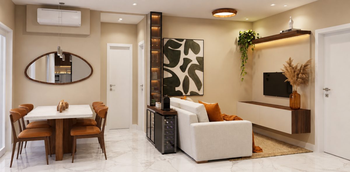 AL 272 — sala de estar integrada à sala de jantar